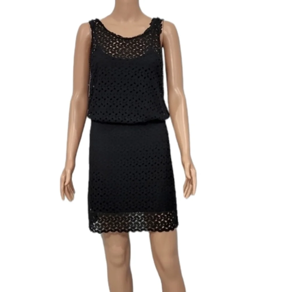 Free People Crochet Dress Size‎ S Black Sleeveless Lined Keyhole Back Womens